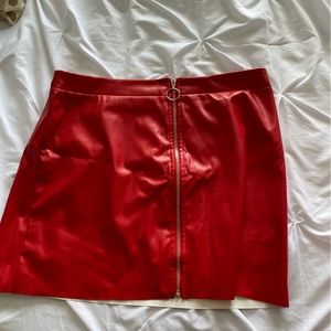 red leather skirt